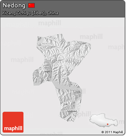 Physical 3D Map of Nedong, cropped outside