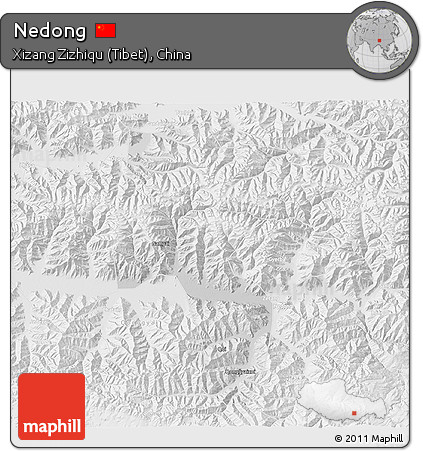Physical 3D Map of Nedong, lighten