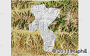 Physical 3D Map of Nedong, satellite outside