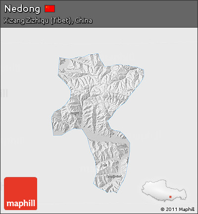 Physical 3D Map of Nedong, single color outside