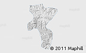 Physical 3D Map of Nedong, single color outside