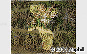 Satellite 3D Map of Nedong, darken