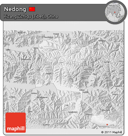 Silver Style 3D Map of Nedong