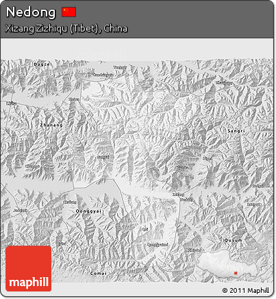 Silver Style 3D Map of Nedong