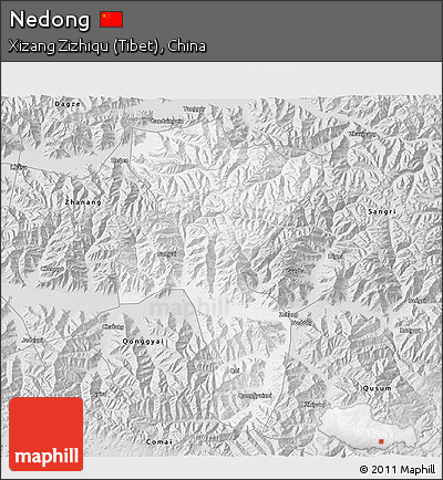 Silver Style 3D Map of Nedong