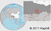 Gray Location Map of Nedong, highlighted country, highlighted parent region