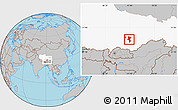 Gray Location Map of Nedong, highlighted parent region