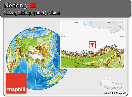 Physical Location Map of Nedong, highlighted parent region