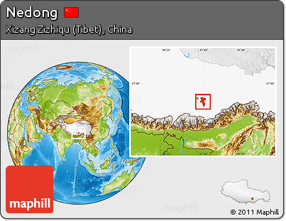 Physical Location Map of Nedong, highlighted parent region