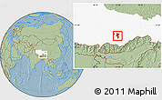Savanna Style Location Map of Nedong, highlighted parent region, hill shading