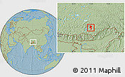 Savanna Style Location Map of Nedong, hill shading