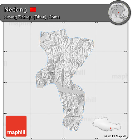 Physical Map of Nedong, single color outside
