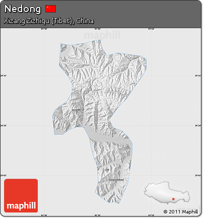 Physical Map of Nedong, single color outside