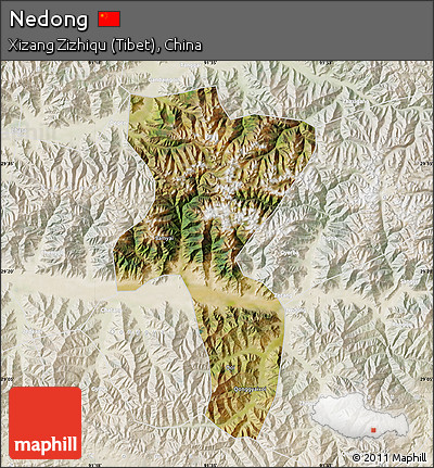 Satellite Map of Nedong, lighten