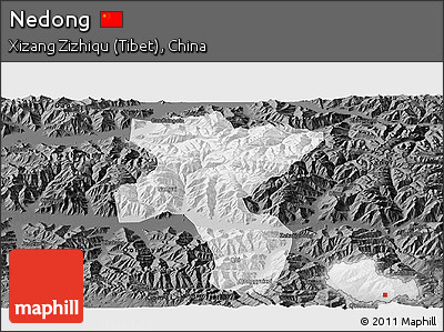 Physical Panoramic Map of Nedong, darken