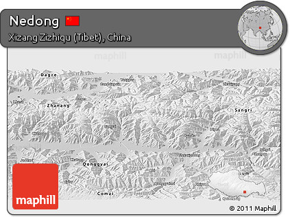 Physical Panoramic Map of Nedong, semi-desaturated
