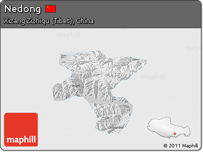 Physical Panoramic Map of Nedong, single color outside