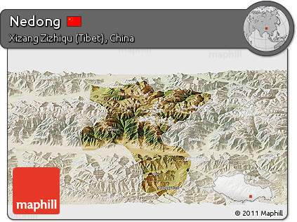 Satellite Panoramic Map of Nedong, lighten