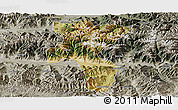 Satellite Panoramic Map of Nedong, semi-desaturated
