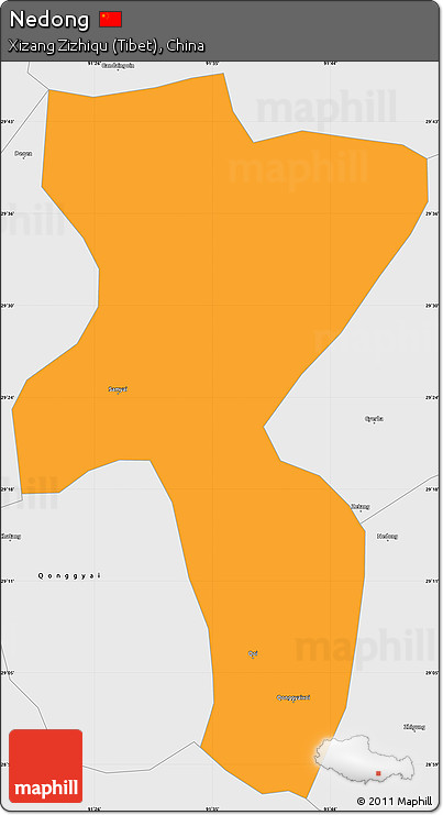 Political Simple Map of Nedong, single color outside, borders and labels