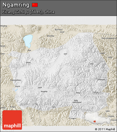 Physical 3D Map of Ngamring, shaded relief outside