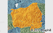 Political 3D Map of Ngamring, semi-desaturated