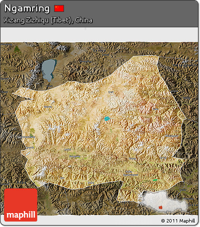 Satellite 3D Map of Ngamring, darken