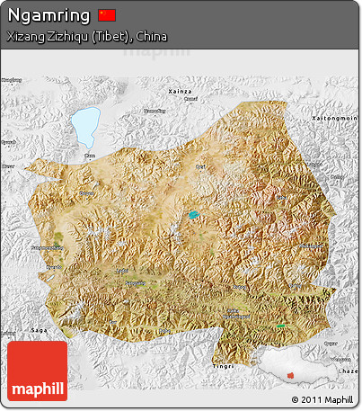 Satellite 3D Map of Ngamring, physical outside