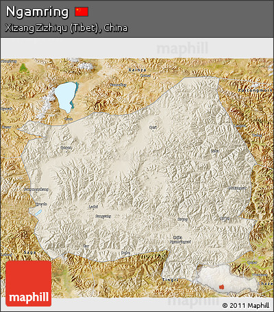 Shaded Relief 3D Map of Ngamring, satellite outside