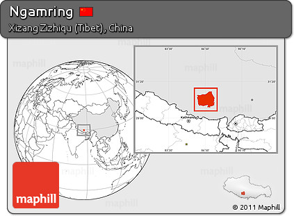 Blank Location Map of Ngamring, highlighted country