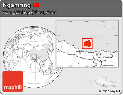 Blank Location Map of Ngamring, highlighted country