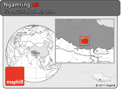 Blank Location Map of Ngamring, highlighted country, highlighted parent region