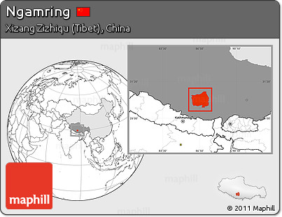 Blank Location Map of Ngamring, highlighted country, highlighted parent region