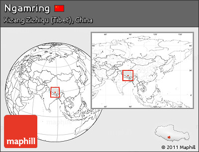 Blank Location Map of Ngamring, highlighted parent region, within the entire country