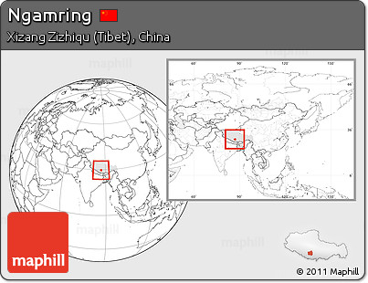 Blank Location Map of Ngamring, highlighted parent region, within the entire country