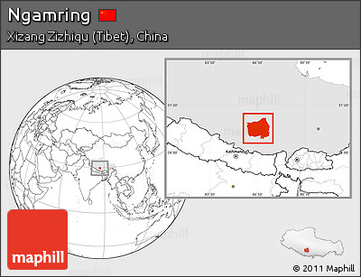 Blank Location Map of Ngamring, highlighted parent region