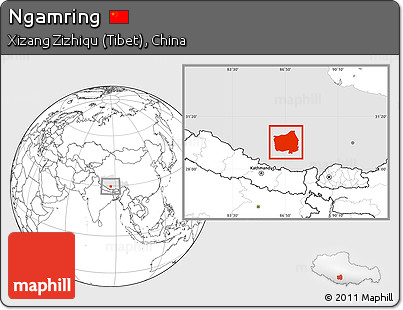 Blank Location Map of Ngamring, highlighted parent region