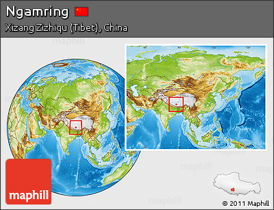 Physical Location Map of Ngamring, within the entire country