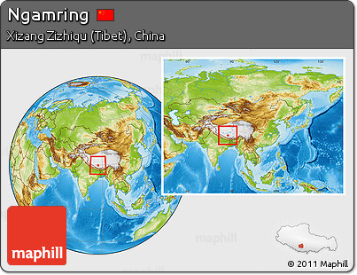 Physical Location Map of Ngamring, within the entire country