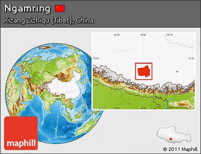 Physical Location Map of Ngamring, highlighted country
