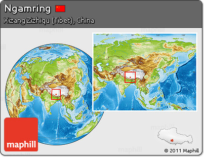 Physical Location Map of Ngamring, highlighted parent region, within the entire country