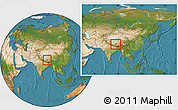 Satellite Location Map of Ngamring, within the entire country