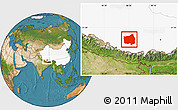 Satellite Location Map of Ngamring, highlighted country