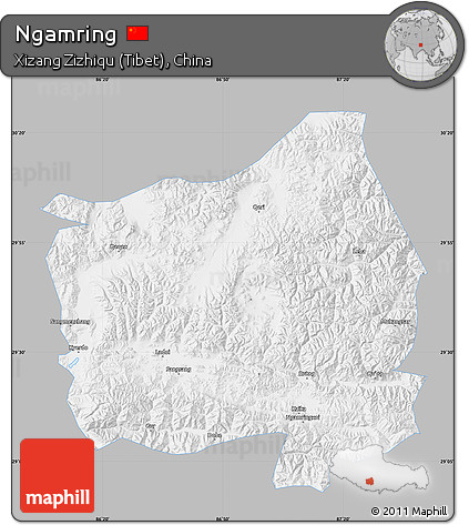 Gray Map of Ngamring, single color outside