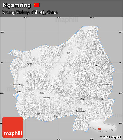 Gray Map of Ngamring, single color outside
