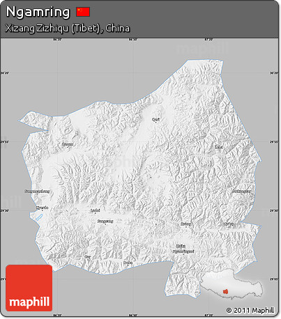 Gray Map of Ngamring, single color outside