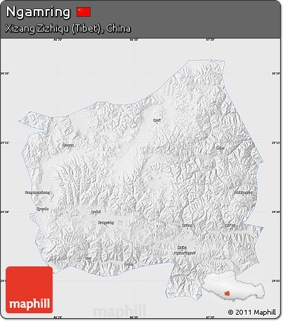 Physical Map of Ngamring, single color outside