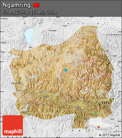 Satellite Map of Ngamring, physical outside