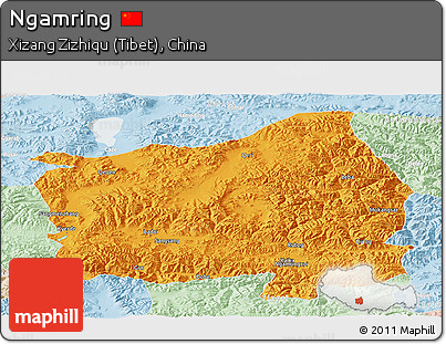 Political Panoramic Map of Ngamring, lighten