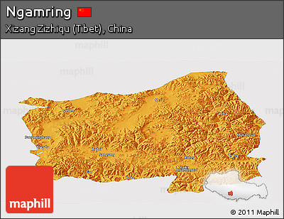 Political Panoramic Map of Ngamring, single color outside